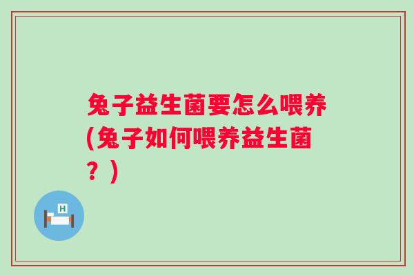 兔子益生菌要怎么喂养(兔子如何喂养益生菌?) 兔子益生菌要怎么喂养(兔子如何喂养益生菌?)