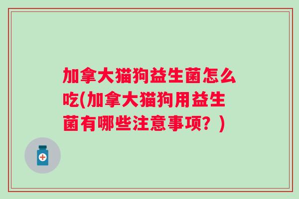 加拿大猫狗益生菌怎么吃(加拿大猫狗用益生菌有哪些注意事项？)