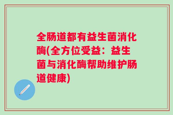 全肠道都有益生菌消化酶(全方位受益:益生菌与消化酶帮助维护肠道健康) 全肠道都有益生菌消化酶(全方位受益:益生菌与消化酶帮助维护肠道健康)