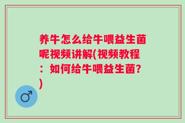 养牛怎么给牛喂益生菌呢视频讲解(视频教程：如何给牛喂益生菌？)