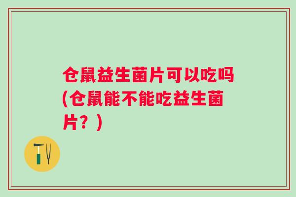 仓鼠益生菌片可以吃吗(仓鼠能不能吃益生菌片?) 仓鼠益生菌片可以吃吗(仓鼠能不能吃益生菌片?)
