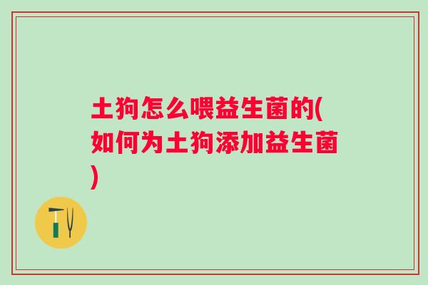 土狗怎么喂益生菌的(如何为土狗添加益生菌)