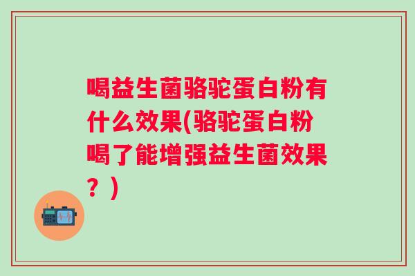 喝益生菌骆驼蛋白粉有什么效果(骆驼蛋白粉喝了能增强益生菌效果？)