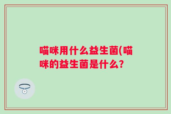 喵咪用什么益生菌(喵咪的益生菌是什么？