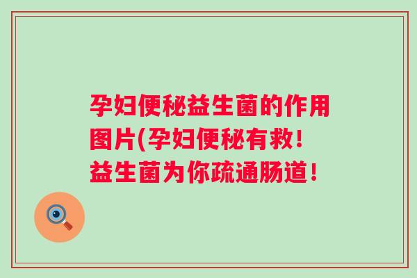 孕妇便秘益生菌的作用图片(孕妇便秘有救！益生菌为你疏通肠道！