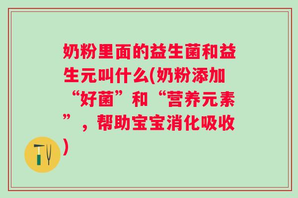 奶粉里面的益生菌和益生元叫什么(奶粉添加“好菌”和“营养元素”,帮助宝宝消化吸收) 奶粉里面的益生菌和益生元叫什么(奶粉添加“好菌”和“营养元素”,帮助宝宝消化吸收)