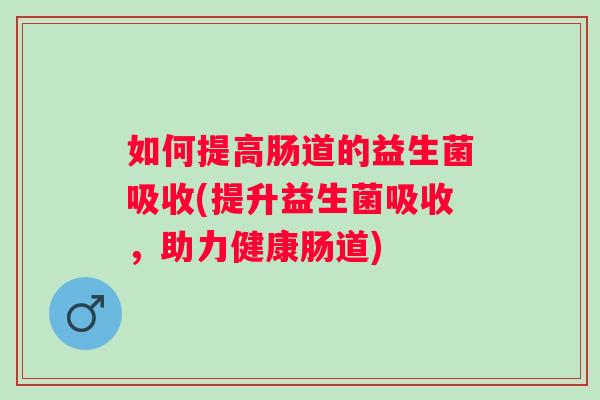 如何提高肠道的益生菌吸收(提升益生菌吸收，助力健康肠道)