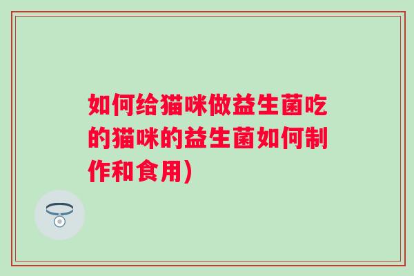 如何给猫咪做益生菌吃的猫咪的益生菌如何制作和食用)