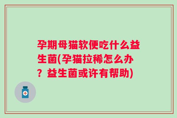 孕期母猫软便吃什么益生菌(孕猫拉稀怎么办?益生菌或许有帮助) 孕期母猫软便吃什么益生菌(孕猫拉稀怎么办?益生菌或许有帮助)
