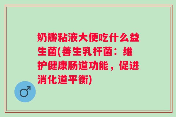 奶瓣粘液大便吃什么益生菌(善生乳杆菌：维护健康肠道功能，促进消化道平衡)