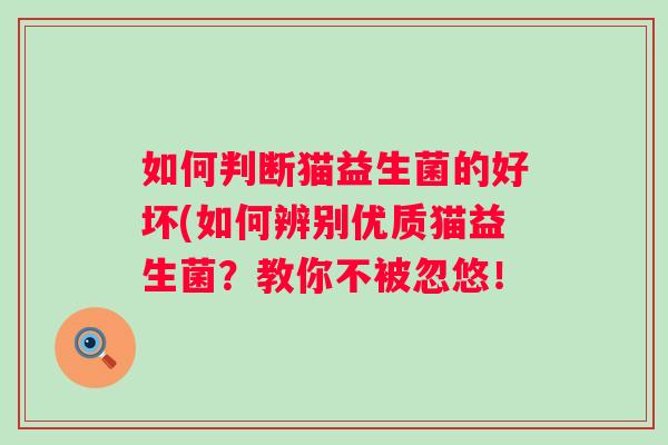 如何判断猫益生菌的好坏(如何辨别优质猫益生菌?教你不被忽悠! 如何判断猫益生菌的好坏(如何辨别优质猫益生菌?教你不被忽悠!