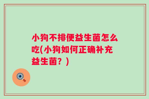 小狗不排便益生菌怎么吃(小狗如何正确补充益生菌?) 小狗不排便益生菌怎么吃(小狗如何正确补充益生菌?)