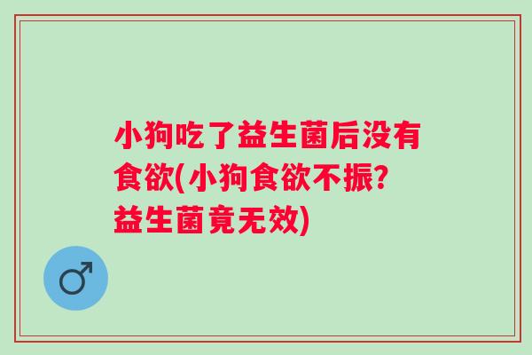 小狗吃了益生菌后没有(小狗不振?益生菌竟无效) 小狗吃了益生菌后没有(小狗不振?益生菌竟无效)