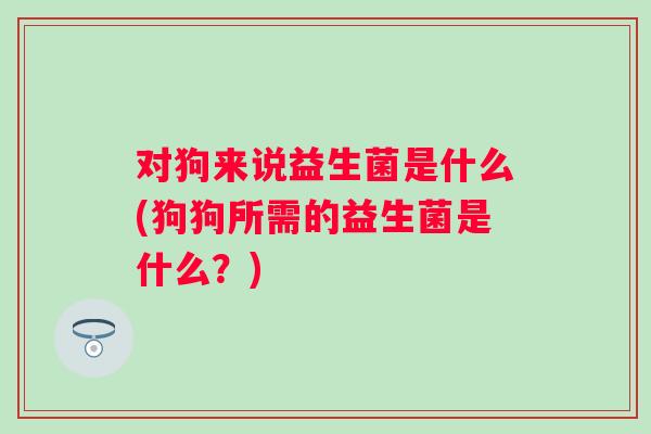 对狗来说益生菌是什么(狗狗所需的益生菌是什么？)