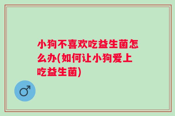 小狗不喜欢吃益生菌怎么办(如何让小狗爱上吃益生菌) 小狗不喜欢吃益生菌怎么办(如何让小狗爱上吃益生菌)