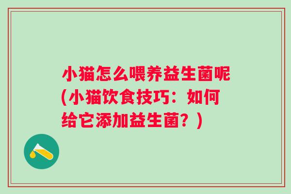 小猫怎么喂养益生菌呢(小猫饮食技巧：如何给它添加益生菌？)