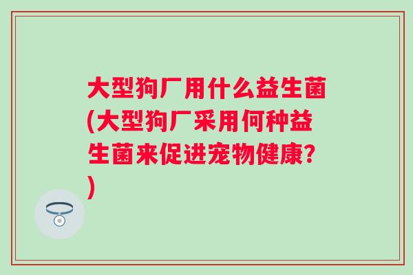 大型狗厂用什么益生菌(大型狗厂采用何种益生菌来促进宠物健康？)