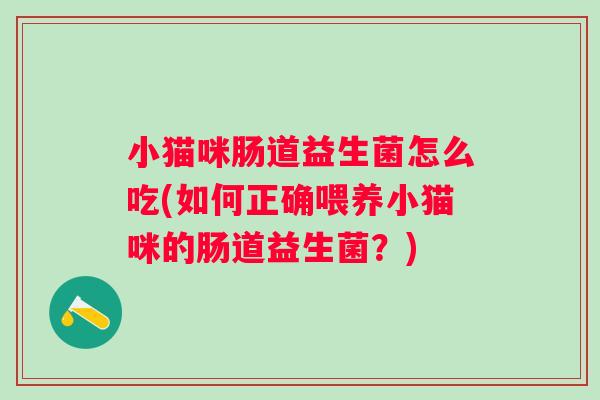 小猫咪肠道益生菌怎么吃(如何正确喂养小猫咪的肠道益生菌？)