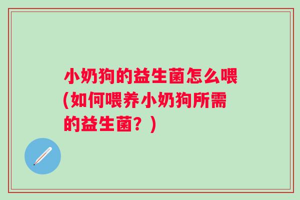 小奶狗的益生菌怎么喂(如何喂养小奶狗所需的益生菌？)