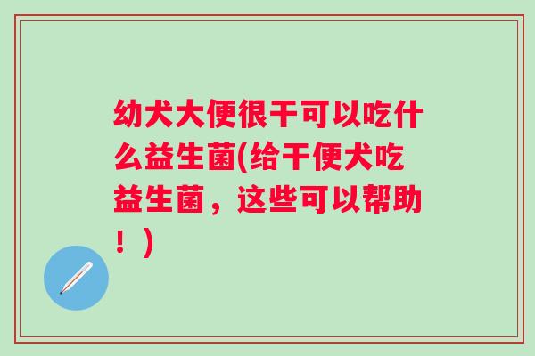 幼犬大便很干可以吃什么益生菌(给干便犬吃益生菌,这些可以帮助!) 幼犬大便很干可以吃什么益生菌(给干便犬吃益生菌,这些可以帮助!)