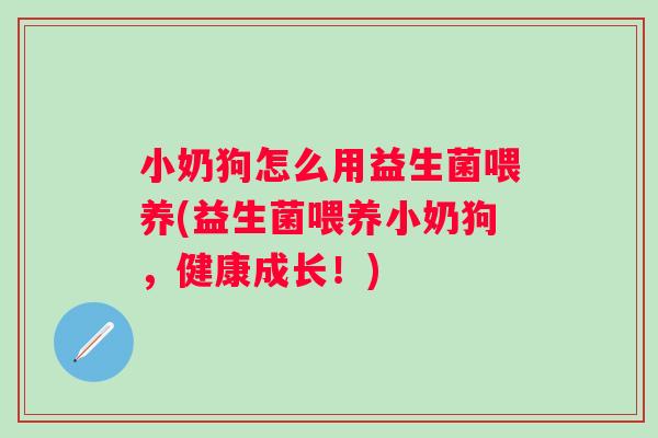 小奶狗怎么用益生菌喂养(益生菌喂养小奶狗,健康成长!) 小奶狗怎么用益生菌喂养(益生菌喂养小奶狗,健康成长!)
