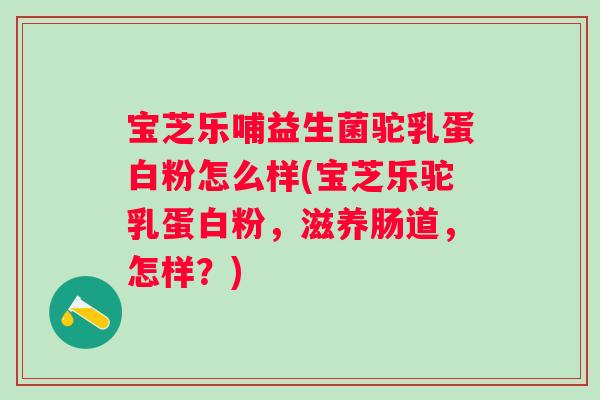 宝芝乐哺益生菌驼乳蛋白粉怎么样(宝芝乐驼乳蛋白粉，滋养肠道，怎样？)