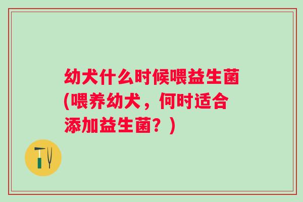 幼犬什么时候喂益生菌(喂养幼犬，何时适合添加益生菌？)