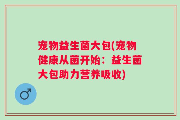 宠物益生菌大包(宠物健康从菌开始：益生菌大包助力营养吸收)