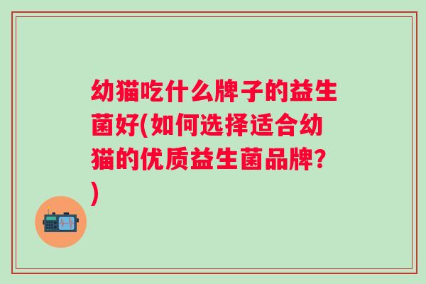 幼猫吃什么牌子的益生菌好(如何选择适合幼猫的优质益生菌品牌?) 幼猫吃什么牌子的益生菌好(如何选择适合幼猫的优质益生菌品牌?)