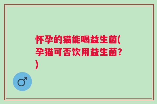 怀孕的猫能喝益生菌(孕猫可否饮用益生菌？)