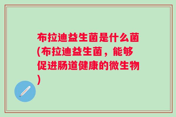 布拉迪益生菌是什么菌(布拉迪益生菌，能够促进肠道健康的微生物)