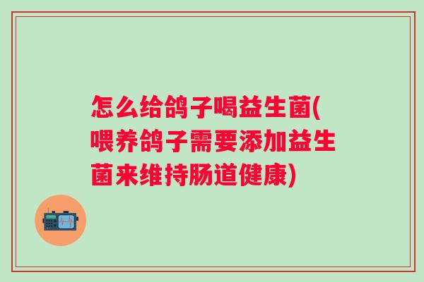 怎么给鸽子喝益生菌(喂养鸽子需要添加益生菌来维持肠道健康) 怎么给鸽子喝益生菌(喂养鸽子需要添加益生菌来维持肠道健康)