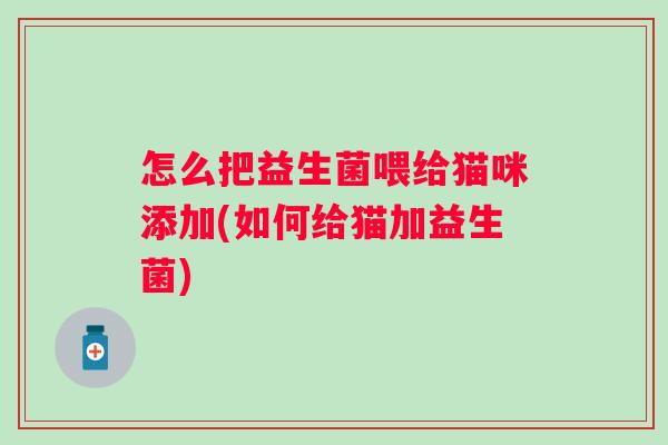 怎么把益生菌喂给猫咪添加(如何给猫加益生菌) 怎么把益生菌喂给猫咪添加(如何给猫加益生菌)