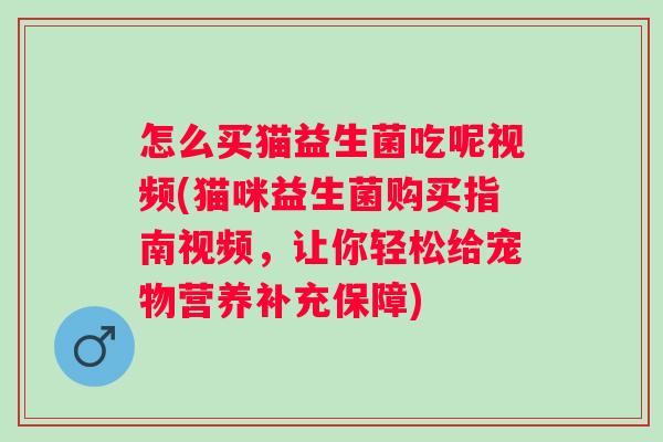 怎么买猫益生菌吃呢视频(猫咪益生菌购买指南视频,让你轻松给宠物营养补充保障) 怎么买猫益生菌吃呢视频(猫咪益生菌购买指南视频,让你轻松给宠物营养补充保障)