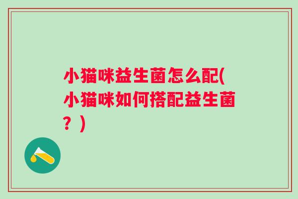 小猫咪益生菌怎么配(小猫咪如何搭配益生菌？)