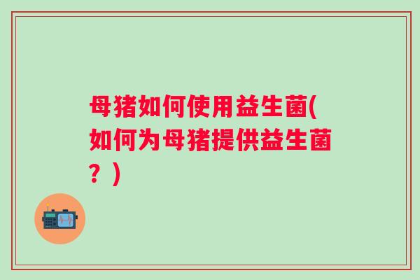 母猪如何使用益生菌(如何为母猪提供益生菌？)