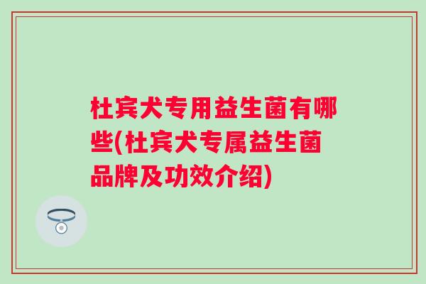 杜宾犬专用益生菌有哪些(杜宾犬专属益生菌品牌及功效介绍)