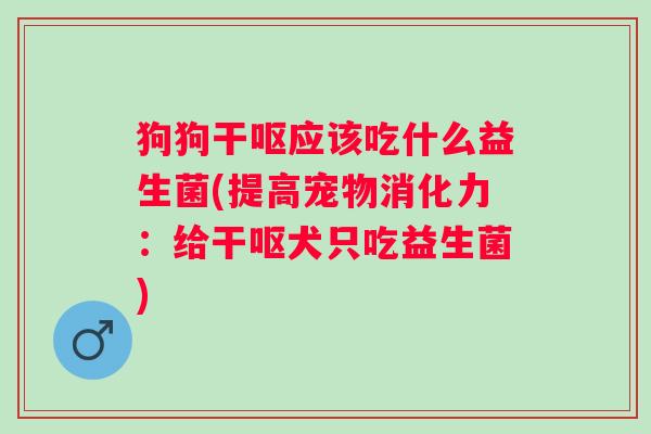 狗狗干呕应该吃什么益生菌(提高宠物消化力：给干呕犬只吃益生菌)