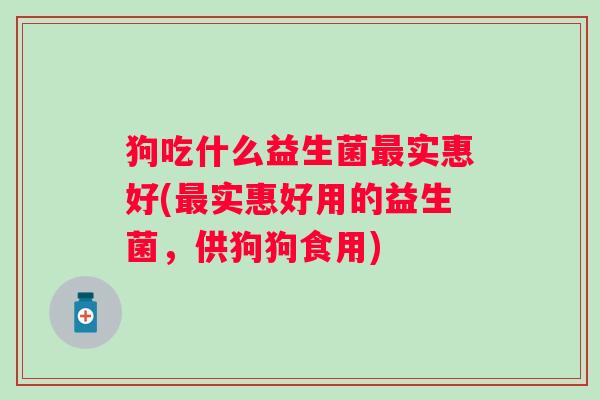 狗吃什么益生菌实惠好(实惠好用的益生菌,供狗狗食用) 狗吃什么益生菌实惠好(实惠好用的益生菌,供狗狗食用)
