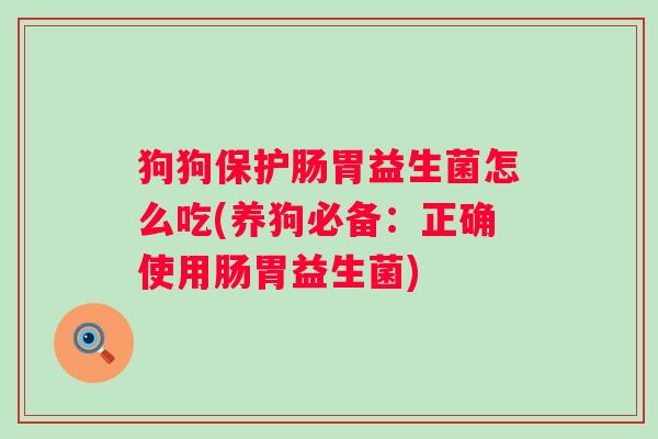狗狗保护肠胃益生菌怎么吃(养狗必备:正确使用肠胃益生菌) 狗狗保护肠胃益生菌怎么吃(养狗必备:正确使用肠胃益生菌)