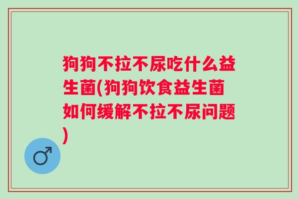 狗狗不拉不尿吃什么益生菌(狗狗饮食益生菌如何缓解不拉不尿问题) 狗狗不拉不尿吃什么益生菌(狗狗饮食益生菌如何缓解不拉不尿问题)
