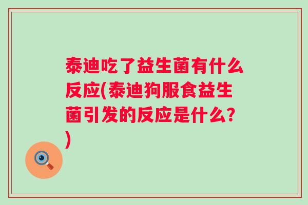 泰迪吃了益生菌有什么反应(泰迪狗服食益生菌引发的反应是什么?) 泰迪吃了益生菌有什么反应(泰迪狗服食益生菌引发的反应是什么?)