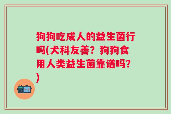 狗狗吃成人的益生菌行吗(犬科友善?狗狗食用人类益生菌靠谱吗?) 狗狗吃成人的益生菌行吗(犬科友善?狗狗食用人类益生菌靠谱吗?)