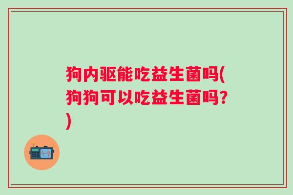 狗内驱能吃益生菌吗(狗狗可以吃益生菌吗？)