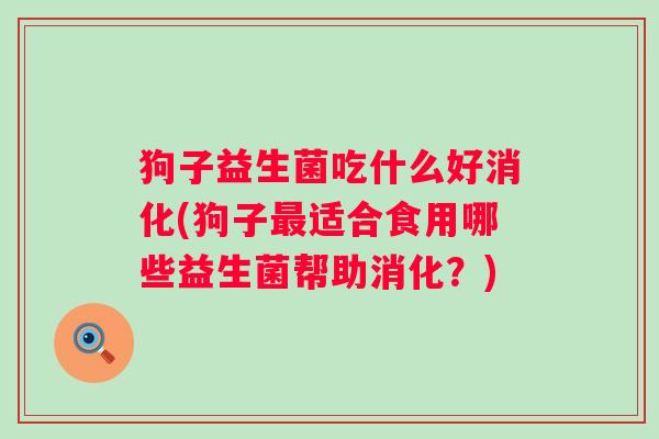 狗子益生菌吃什么好消化(狗子适合食用哪些益生菌帮助消化？)