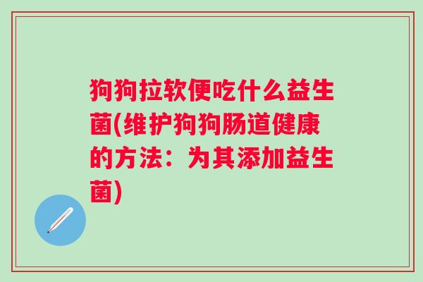 狗狗拉软便吃什么益生菌(维护狗狗肠道健康的方法：为其添加益生菌)