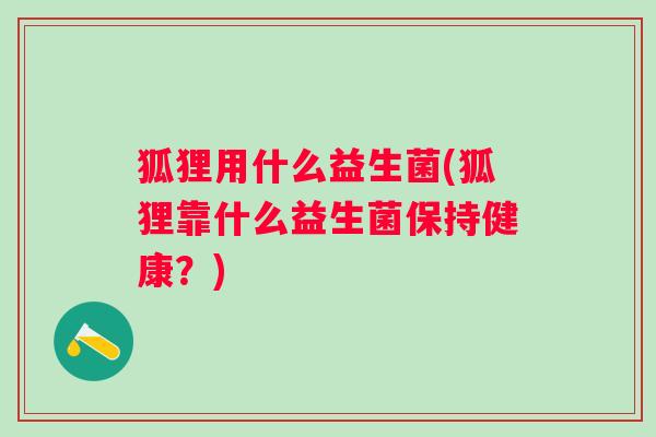 狐狸用什么益生菌(狐狸靠什么益生菌保持健康?) 狐狸用什么益生菌(狐狸靠什么益生菌保持健康?)