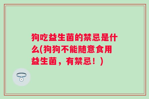 狗吃益生菌的禁忌是什么(狗狗不能随意食用益生菌，有禁忌！)