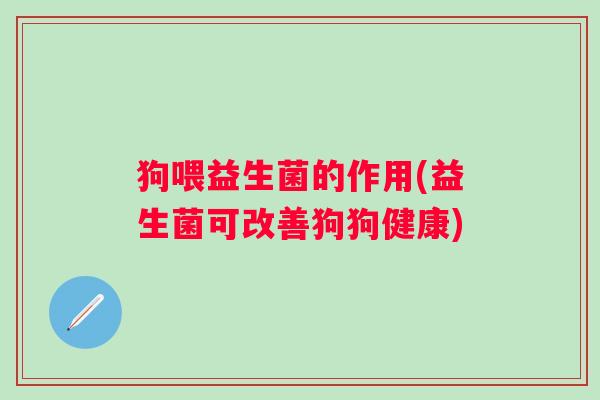 狗喂益生菌的作用(益生菌可改善狗狗健康)