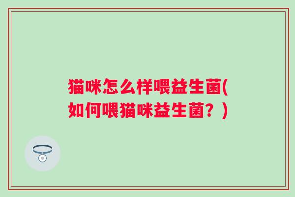 猫咪怎么样喂益生菌(如何喂猫咪益生菌?) 猫咪怎么样喂益生菌(如何喂猫咪益生菌?)